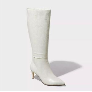 Women's Tay Tall Dress Boots - A New Day Off-White 7.5